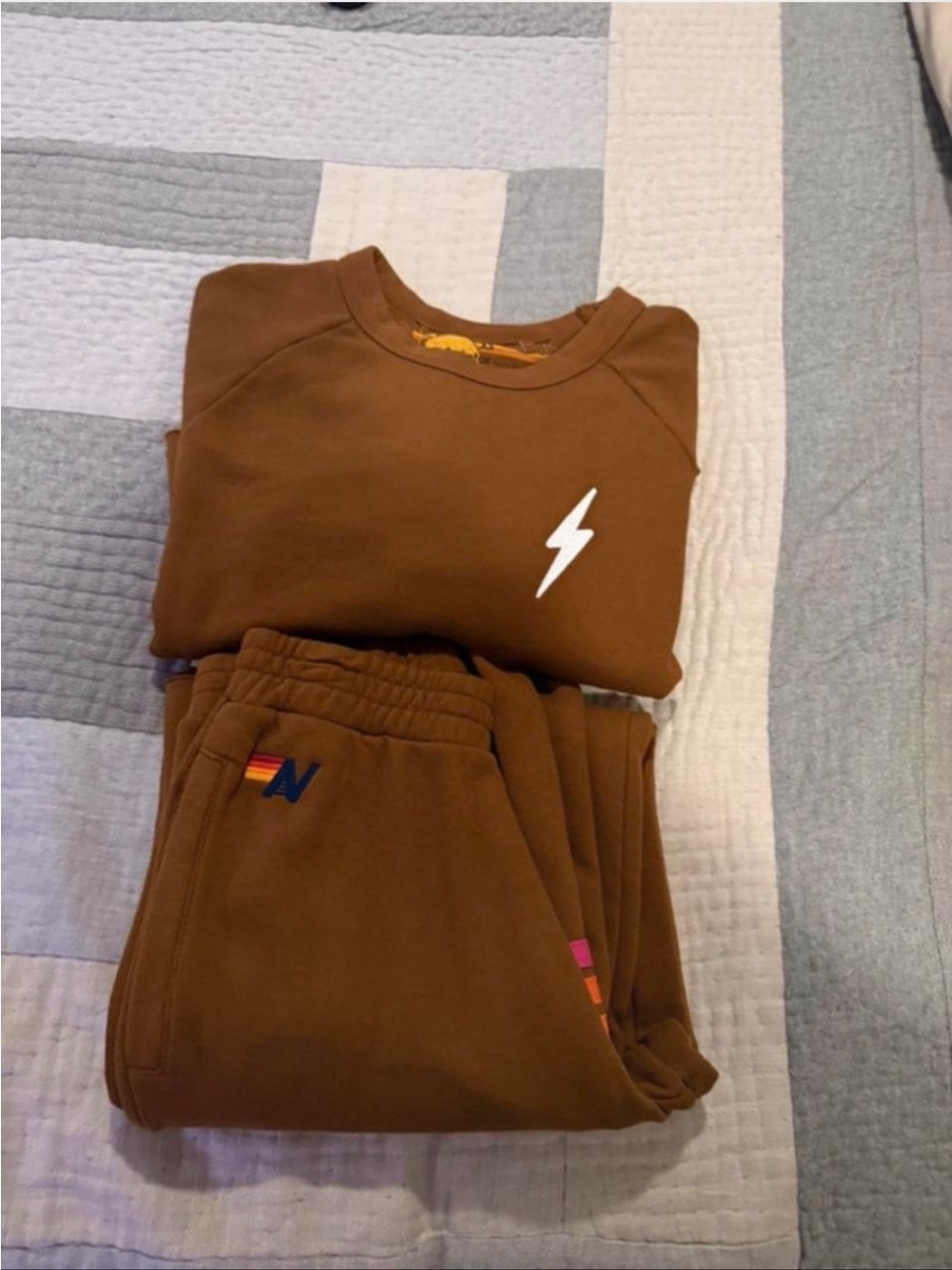 Aviator Nation Brown Sweatshirt & Jogger Set